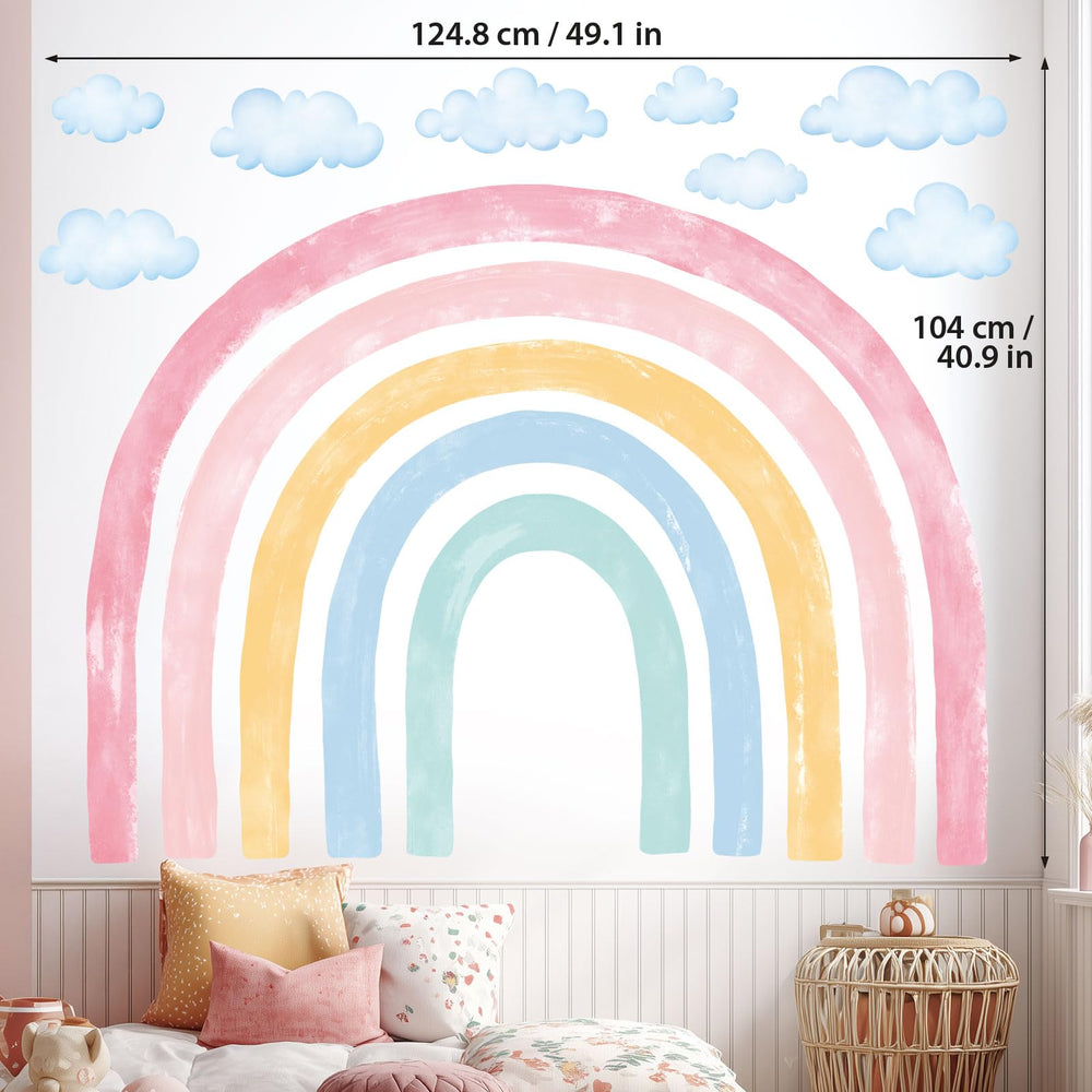 Decowall SG4-2429 watercolor rainbow wall sticker suits kitchens and baths