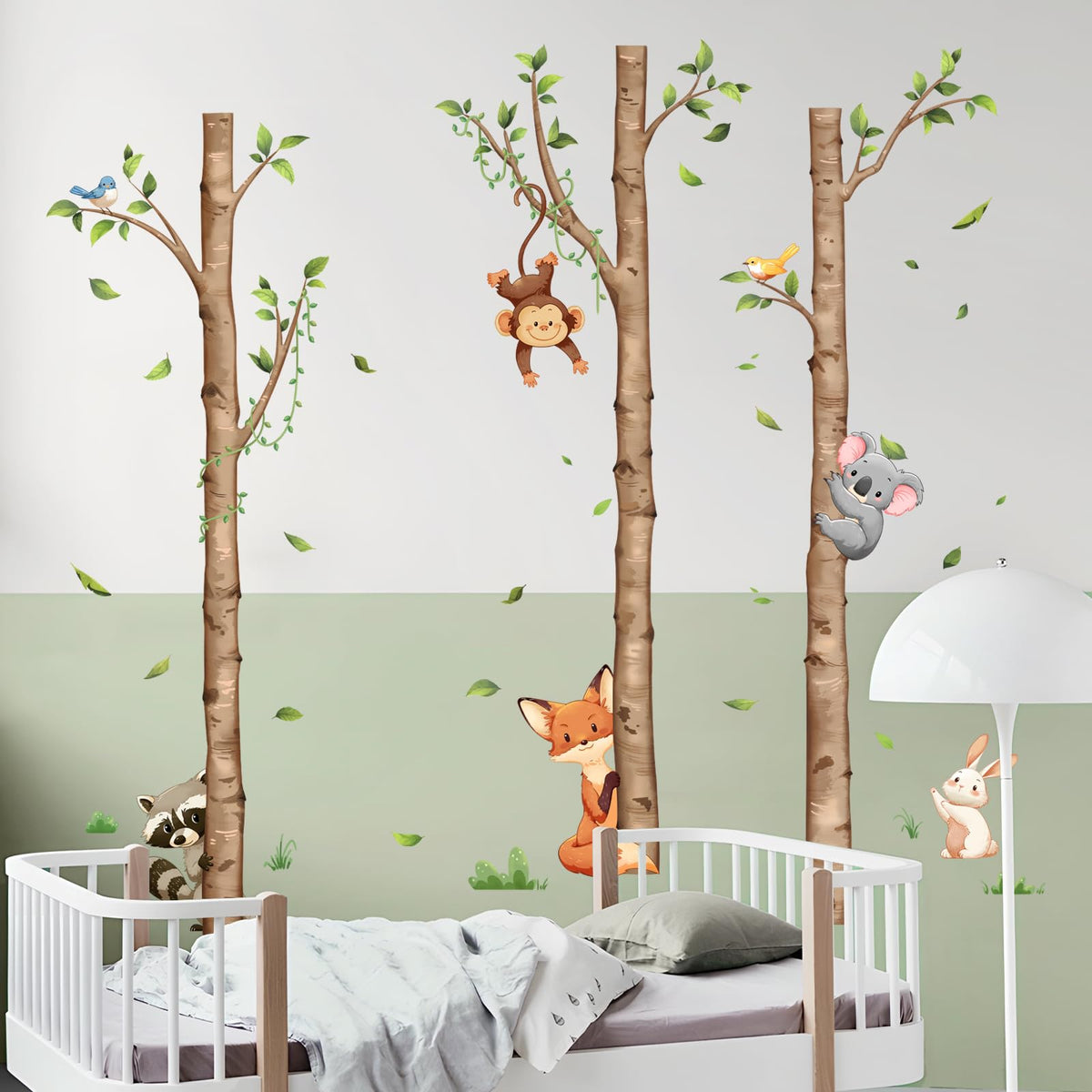 Decvictor birch trees forest wall decal with animals enhances nursery ambiance