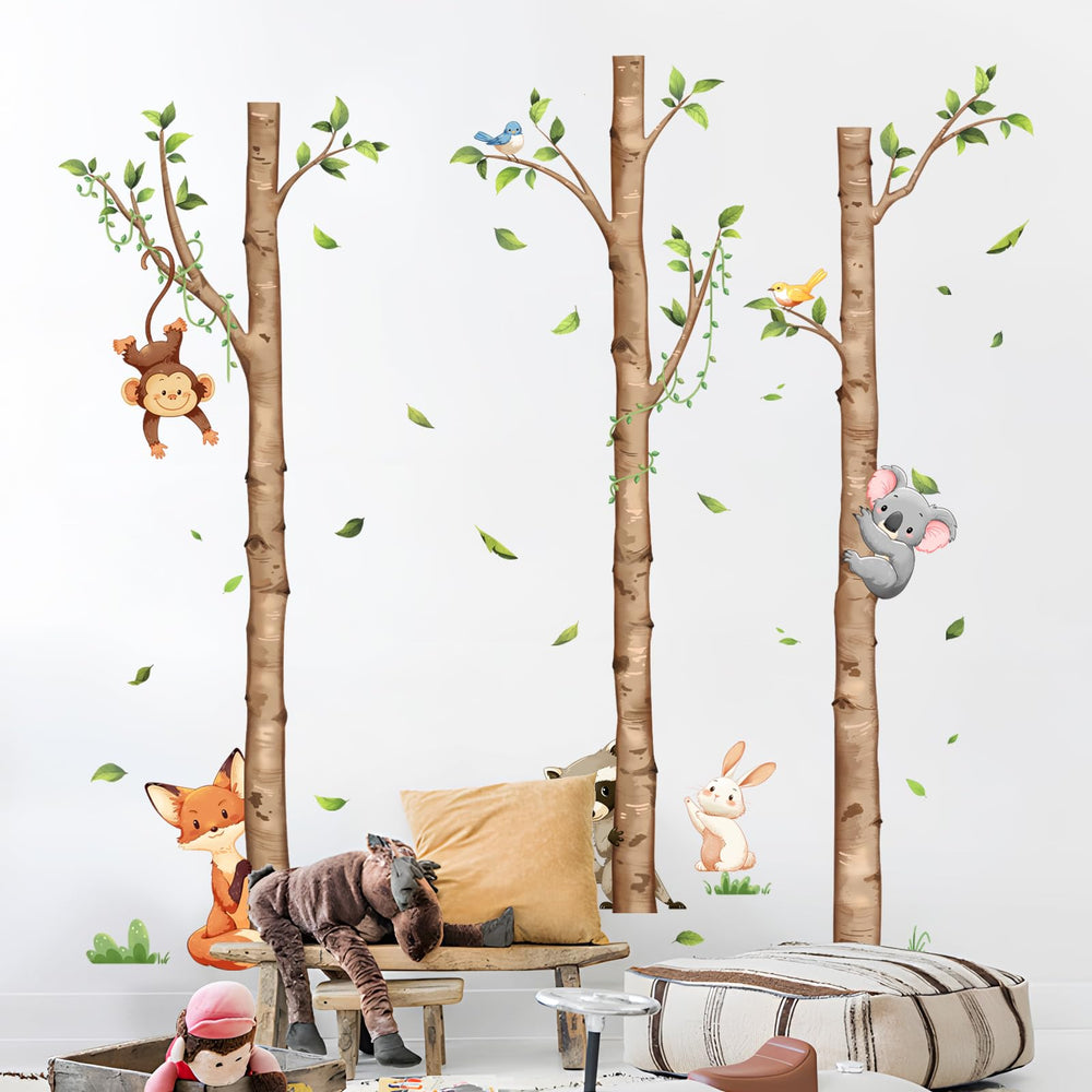 Decvictor cartoon fox and raccoon wall sticker for kids rooms