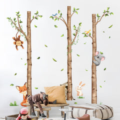 Decvictor cartoon fox and raccoon wall sticker for kids rooms