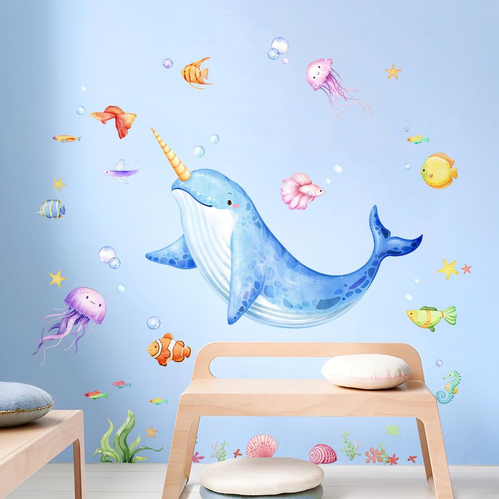 Decvictor Under The Sea narwhal wall decal sparks imagination in kids' rooms