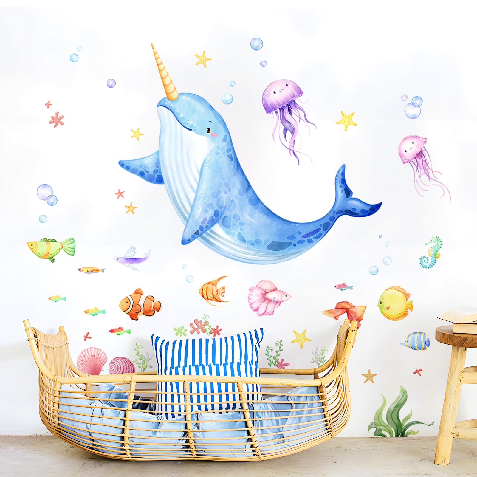 Decvictor Under The Sea jellyfish wall sticker creates a dreamy underwater scene