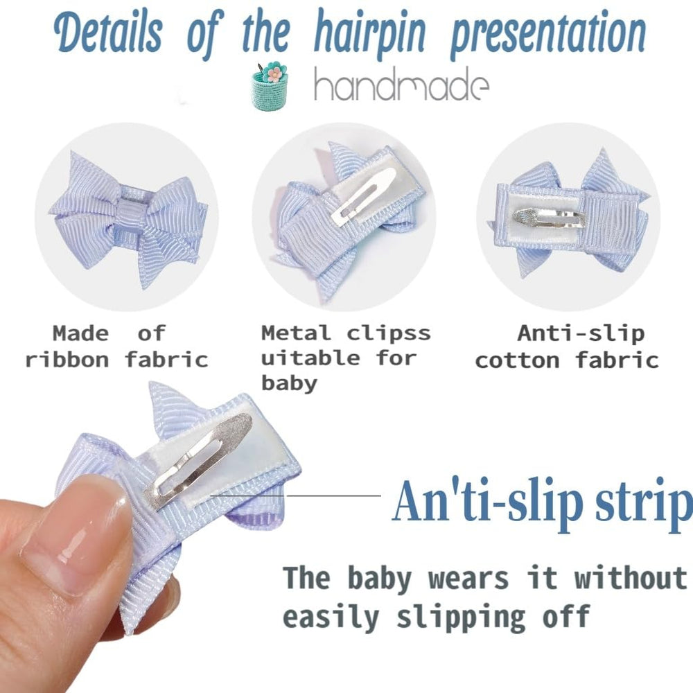 Close-up reveals durable grosgrain ribbon on the DED Mini Bow Snap Clip.