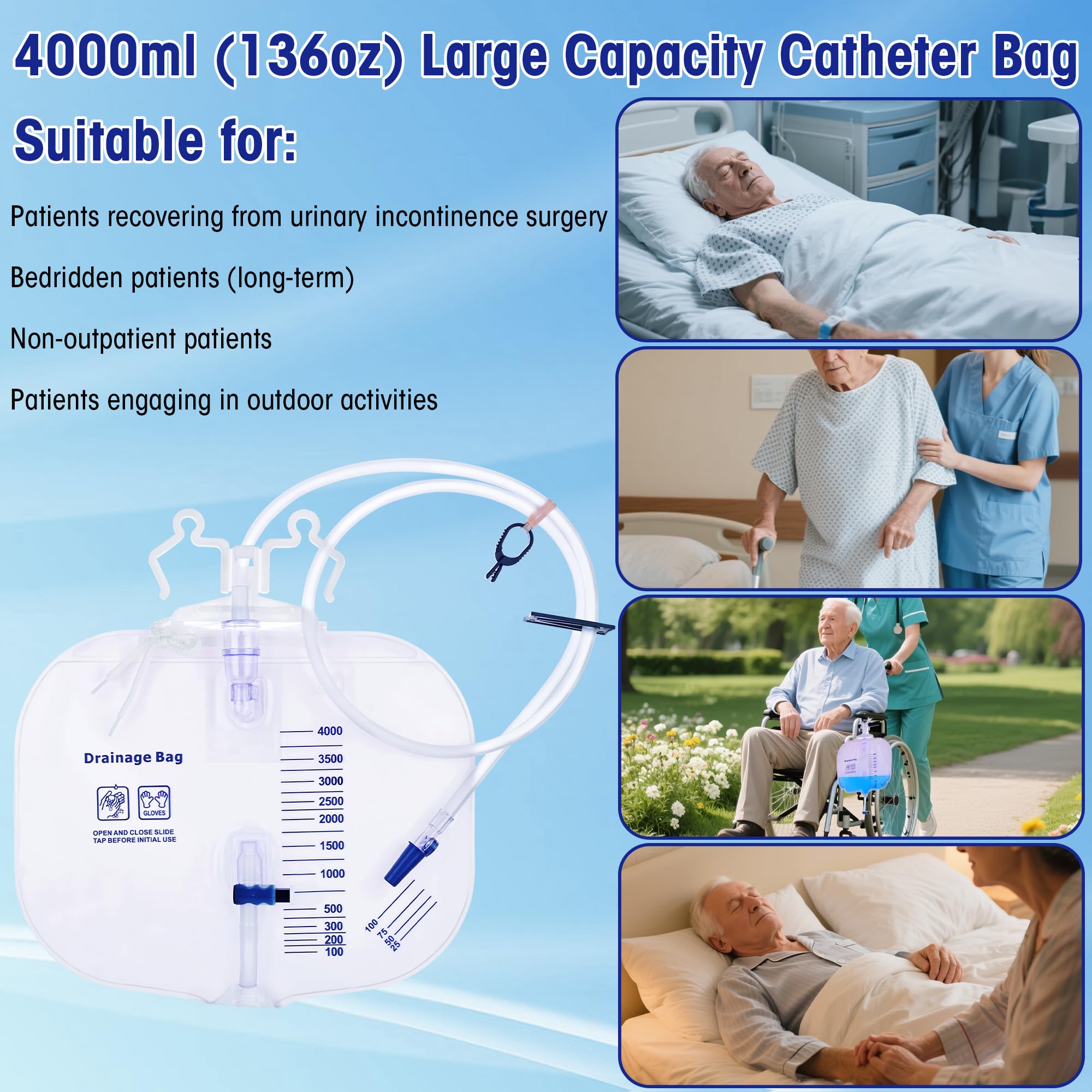 Dedsio 50-inch drainage tube with clips and hanger for placement.