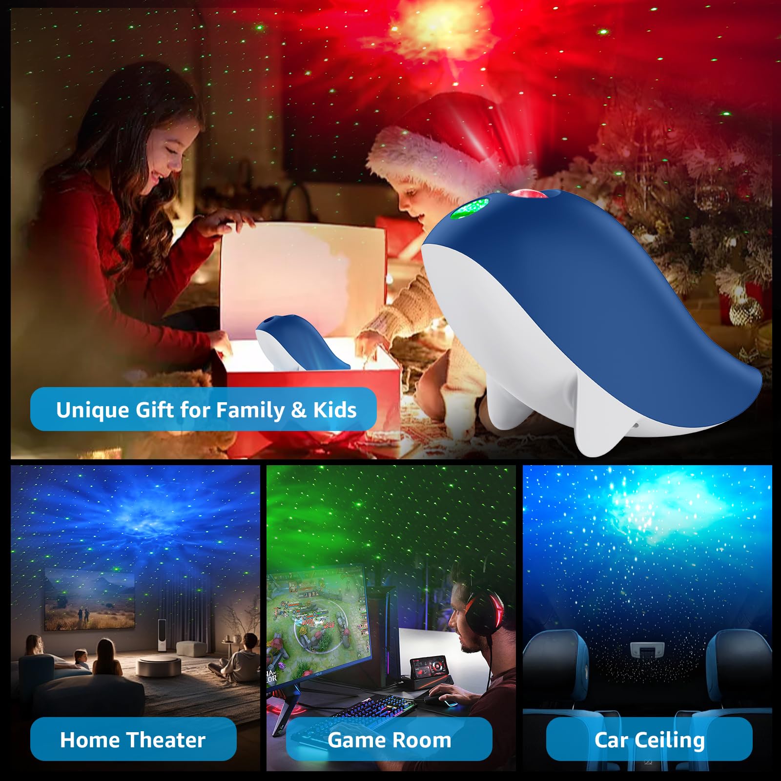 DEEHIX galaxy projection lamp for kids' room projects vivid constellations