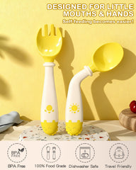 Deejoy blue silicone spoon with easy-grip handle for toddlers