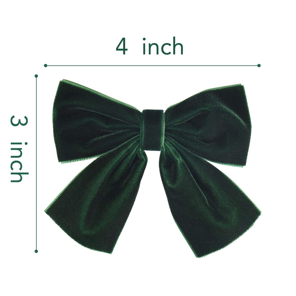DEEKA green velvet bows with alligator clip for secure hold