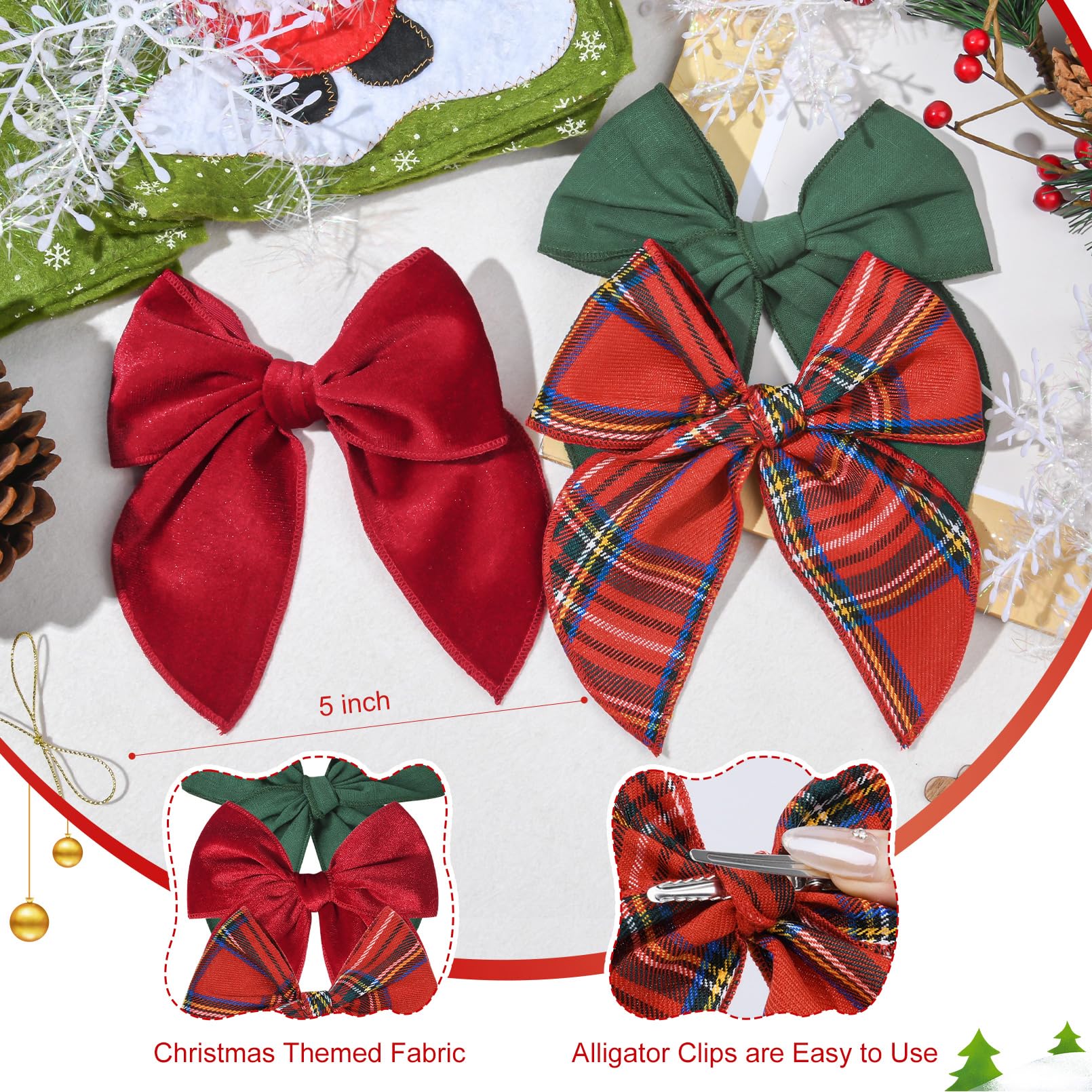 DEEKA Christmas fable bow red plaid close-up for party looks