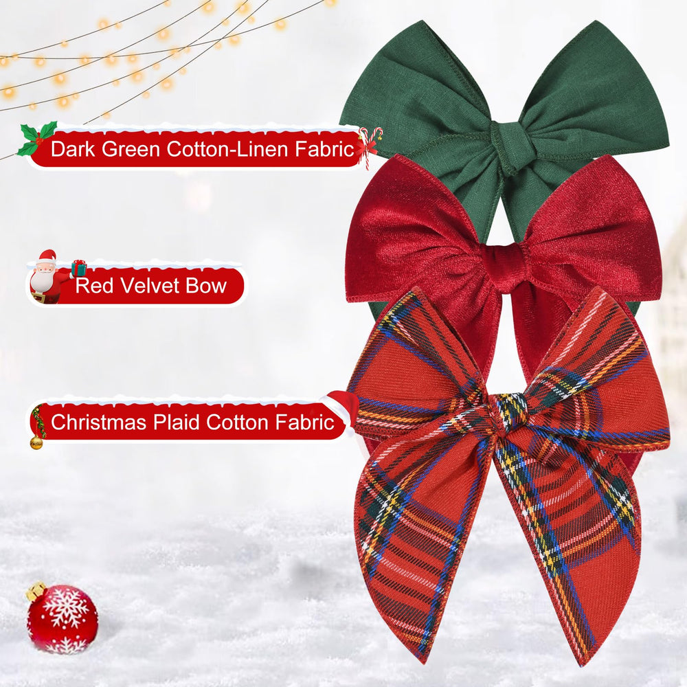 DEEKA Christmas fable bow red plaid on hair for cute outfits