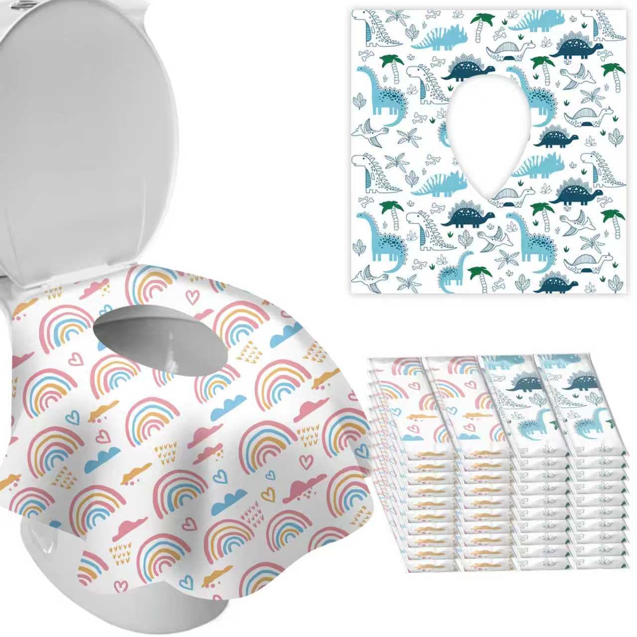 DEEKI rainbow-pattern toilet seat cover provides XL full-coverage protection for peace of mind