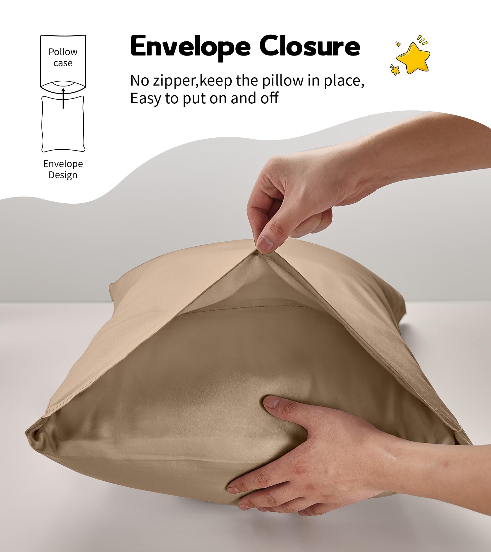 Envelope-closure Deep Dream pillowcase securing the pillow during naps.