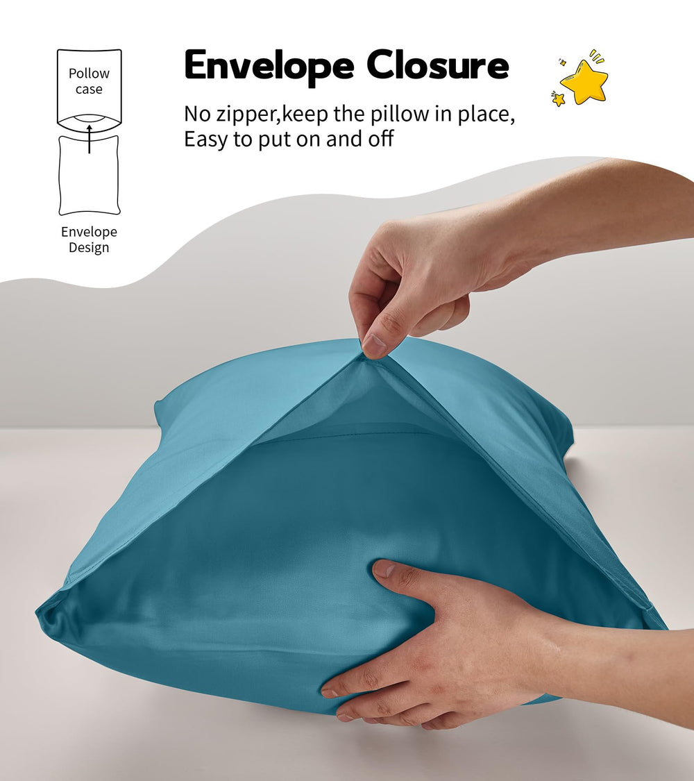 Deep Dream envelope-closure pillowcase keeps the pillow secure during naps.