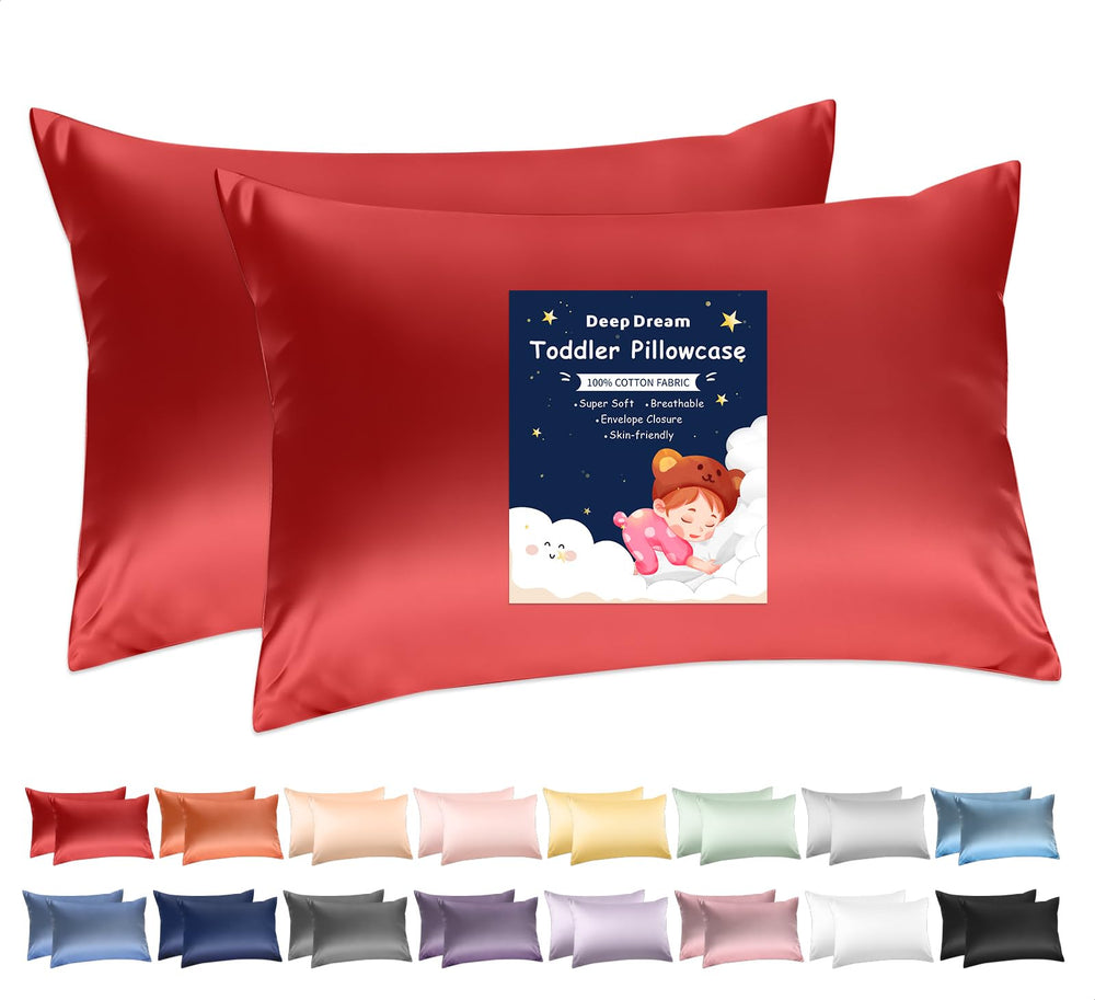 Deep Dream toddler pillowcase 13x18 pack 2 in dark red, soft and breathable.