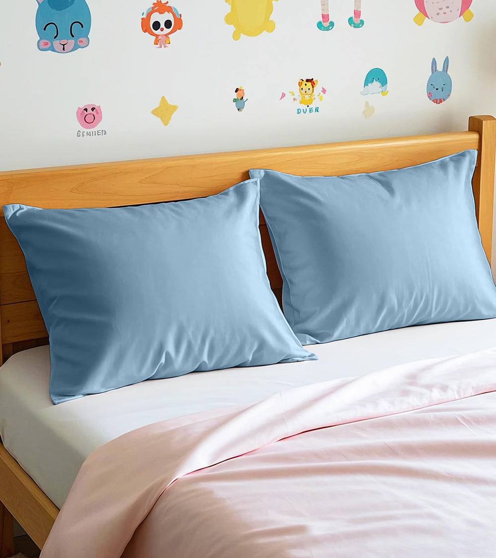 Deep Dream toddler pillowcase breathable cotton wicks moisture for all-season use.
