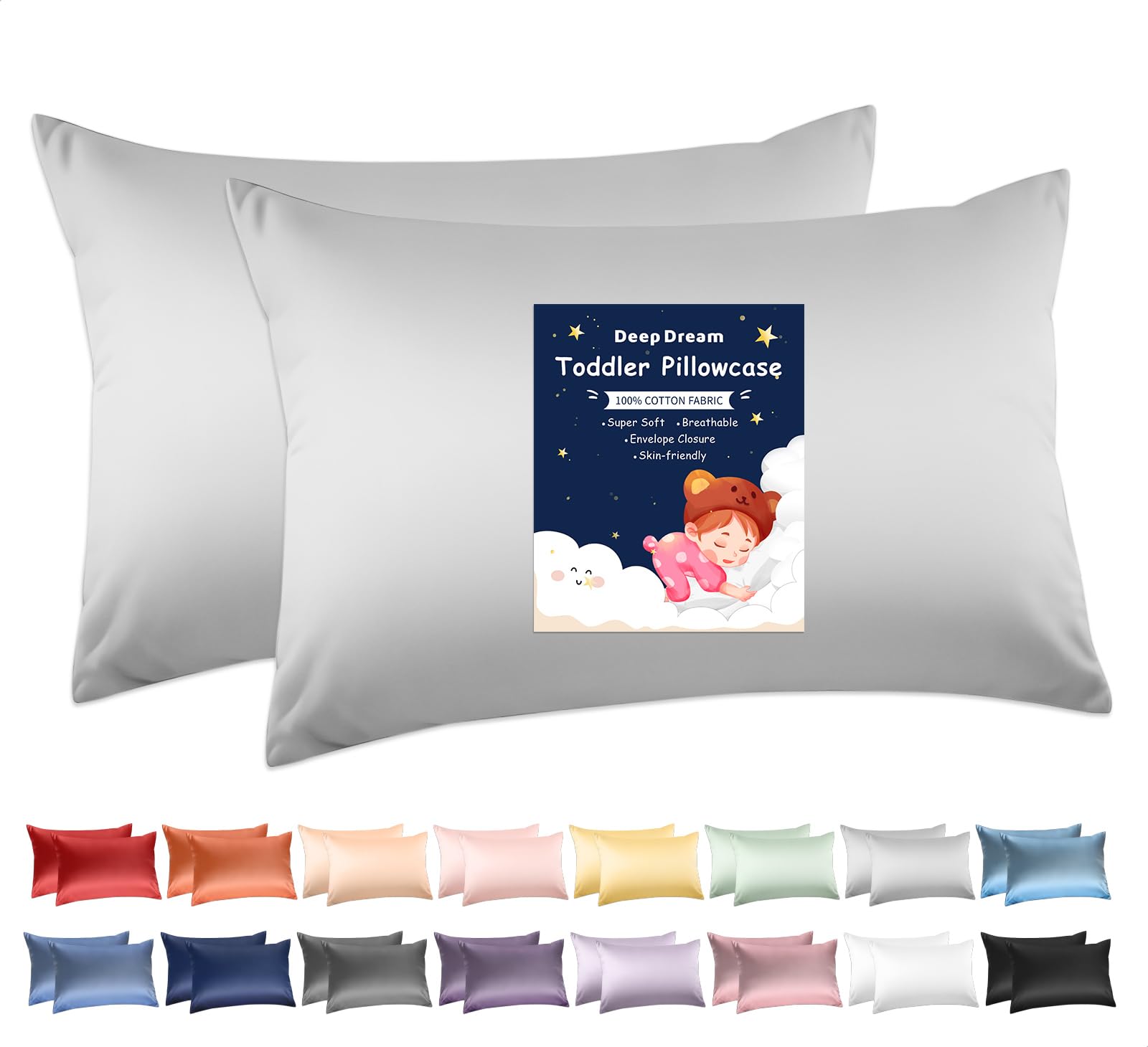 Deep Dream toddler pillowcases 13x18 front view in soft cotton