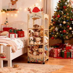 Deepredcoast solid pine wood construction for durable toy storage.