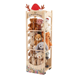 Deepredcoast stuffed animal storage with reindeer hat keeps toys organized.