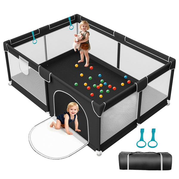 Deeteck 74x50 in playpen shows a spacious area for safe baby exploration