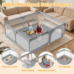 Deeteck baby fence with outer zipper door—prevents unsupervised exits.