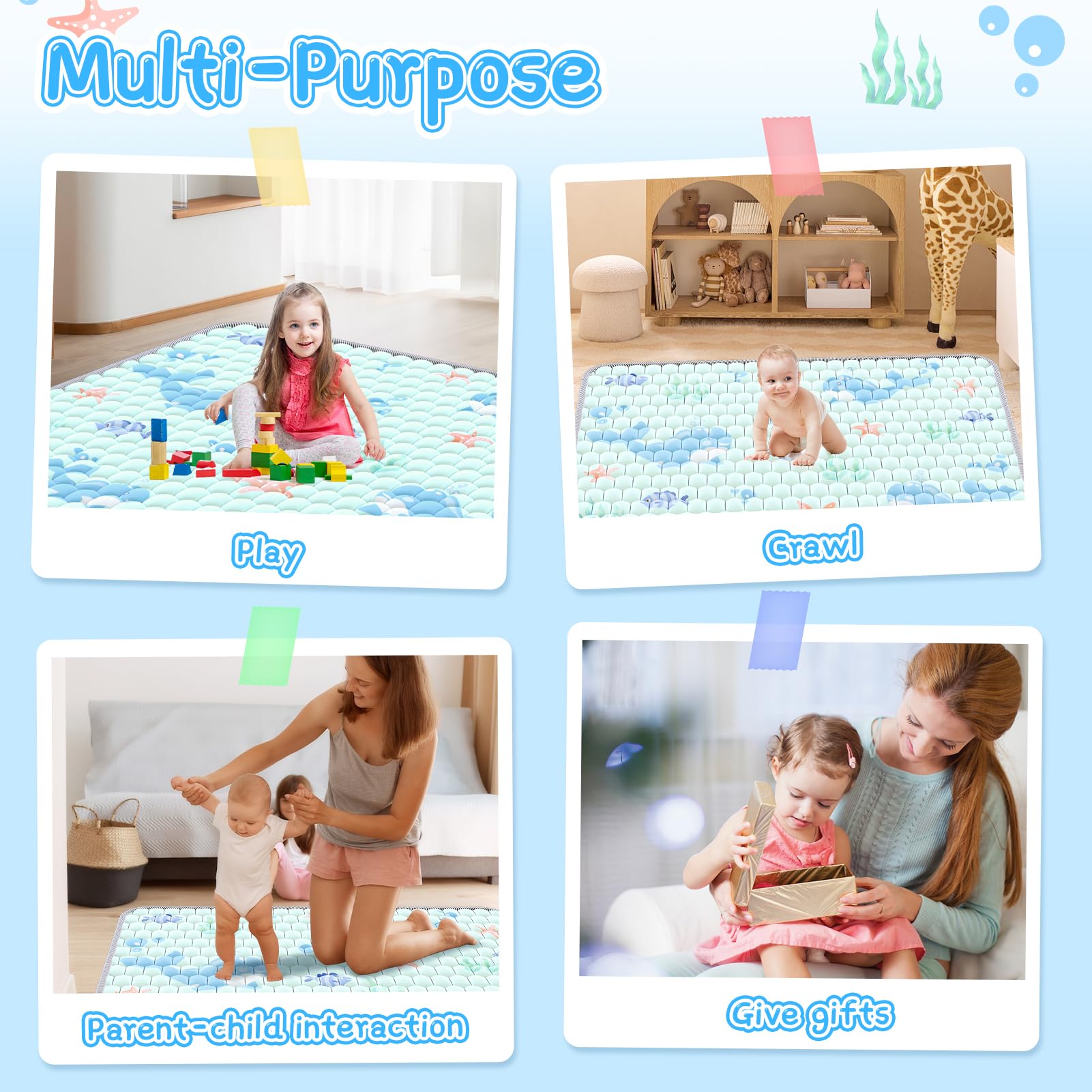 Ocean-themed Deeteck play mat suitable for indoor and outdoor use