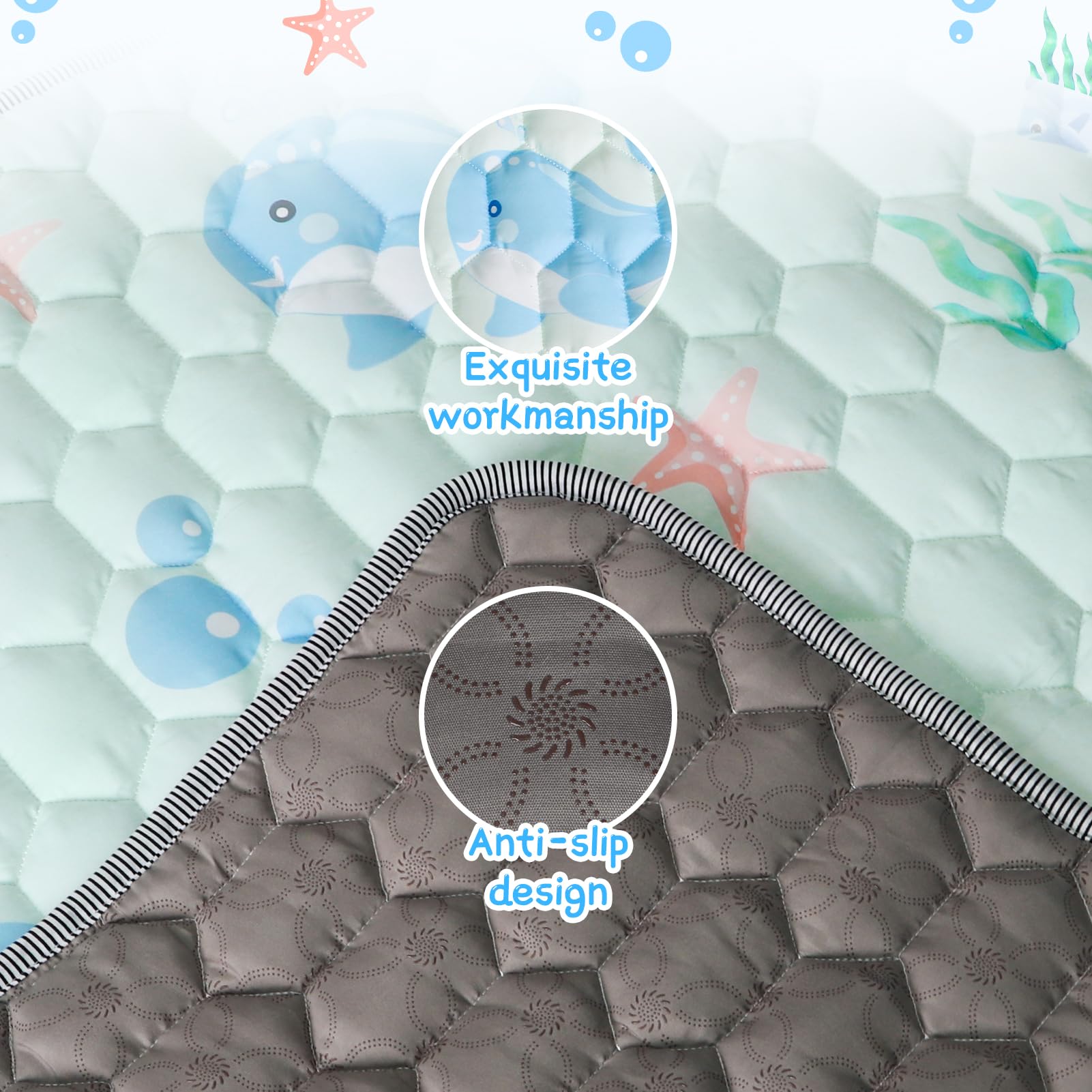 Close-up of thick padding providing plush support for little explorers