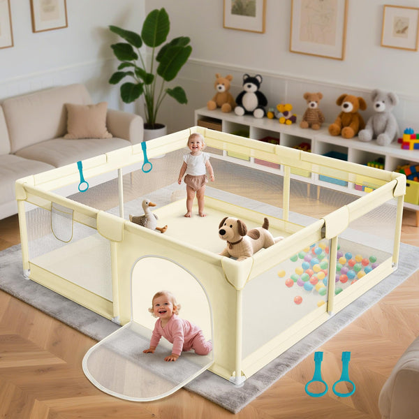 Deeteck 64x64 playpen setup for quick, tool-free assembly