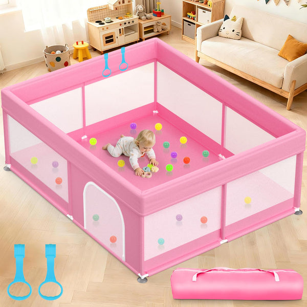 Deeteck baby playpen full view showing spacious area for crawling and safe play.