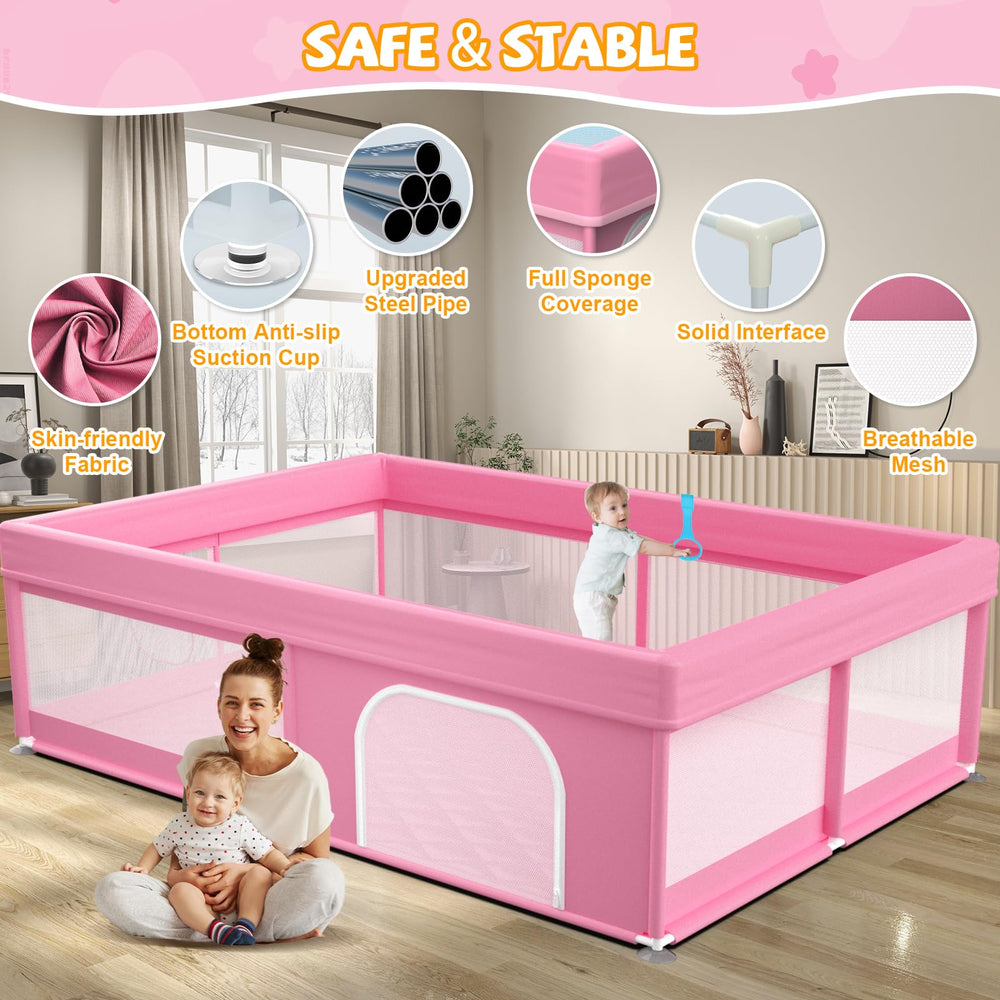 Deeteck playpen assembly setup with rust-resistant frame for quick tool-free setup.