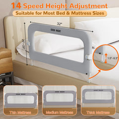 Deeteck adjustable-height guard rail fits mattresses of varying thicknesses.