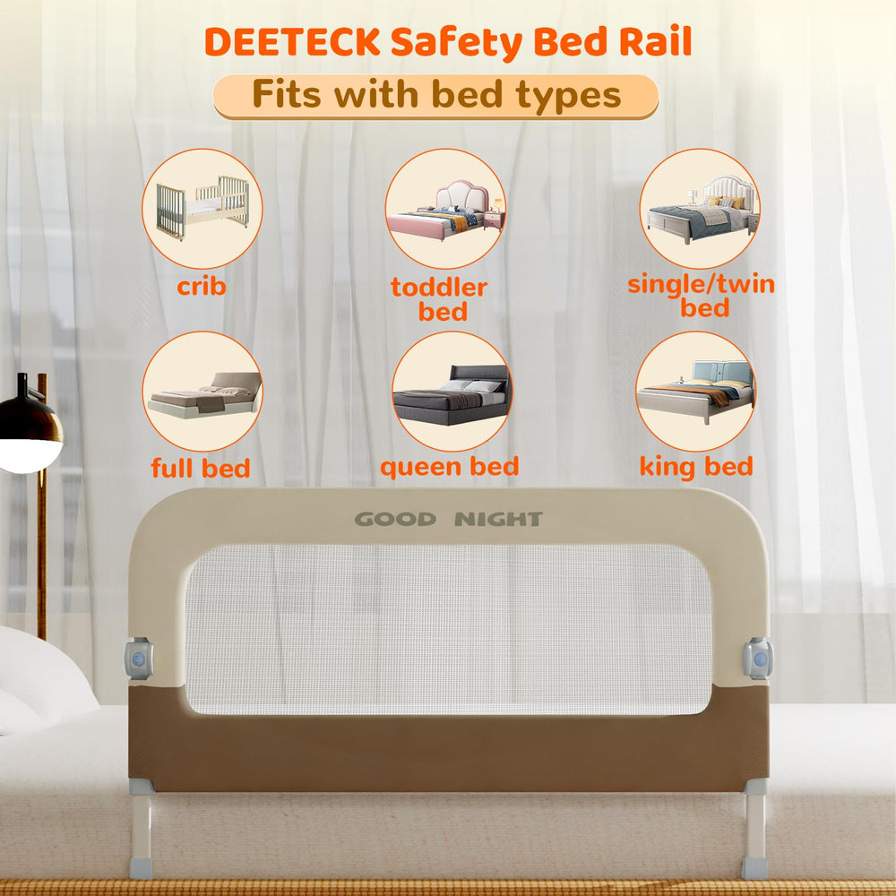 Bottom 14-speed lift on Deeteck guard rail to match mattress height