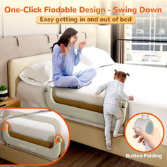 Deeteck folding design rail allows easy access and compact storage.