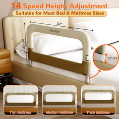 Deeteck bed guard rail height-adjustment supports different mattress heights for versatility