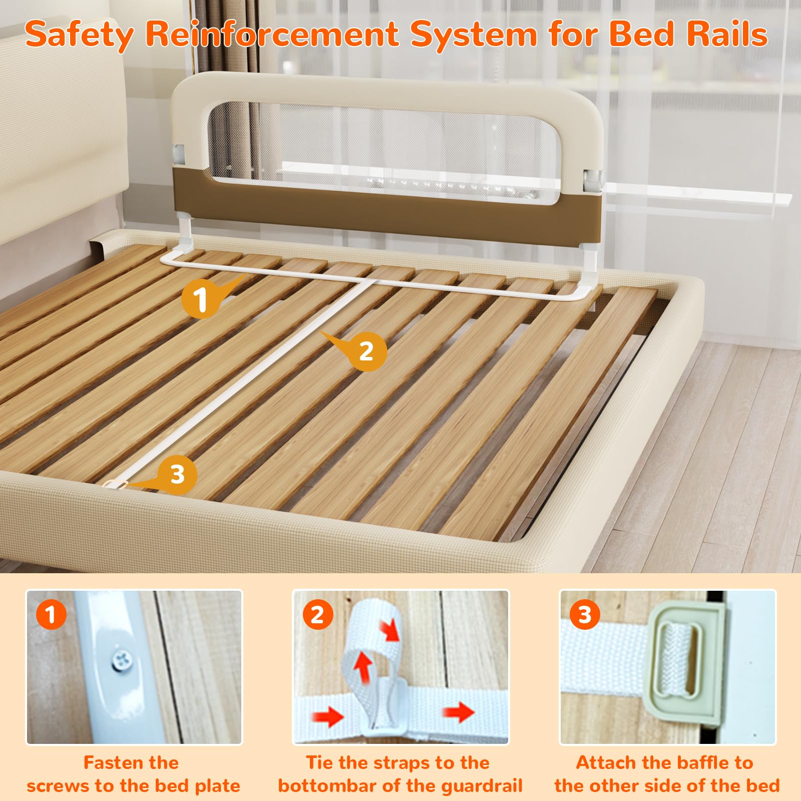Removable cover on Deeteck bed guard rail for simple cleaning