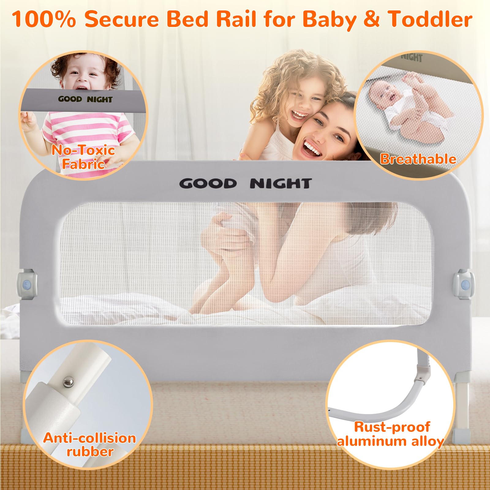Deeteck tool-free-install bed rail installs in minutes without tools.
