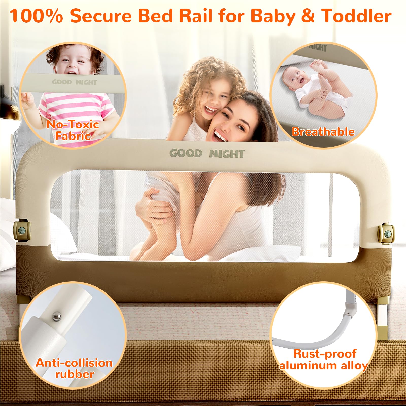 Deeteck bed guard rail tool-free-installation allows setup in minutes