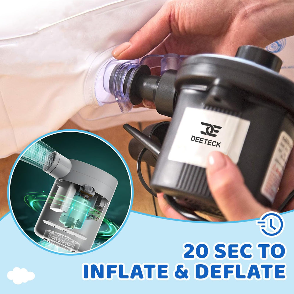 Deeteck built-in electric pump inflates quickly for convenience.