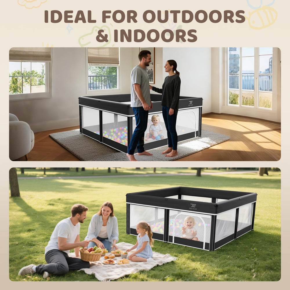 Deeteck durable Oxford cloth keeps playpen sturdy and skin-friendly.