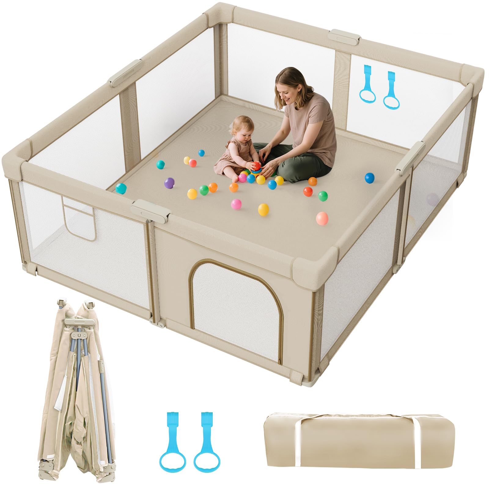 Deeteck foldable baby playpen compact setup for easy transport