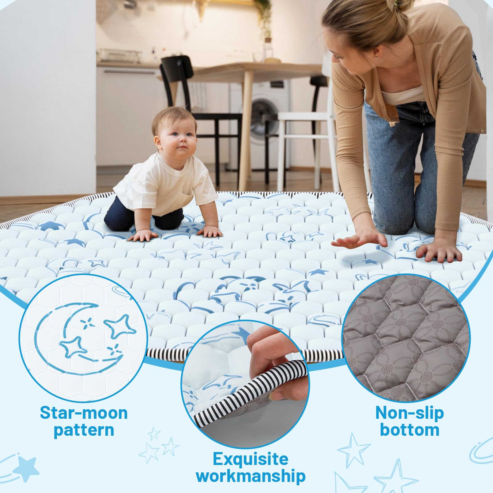 Deeteck hexagon baby play mat star and moon pattern stimulating imagination