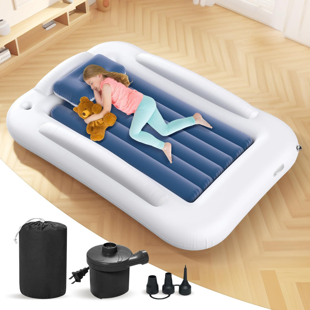 Deeteck inflatable toddler bed with 60-inch space for sleep and play.