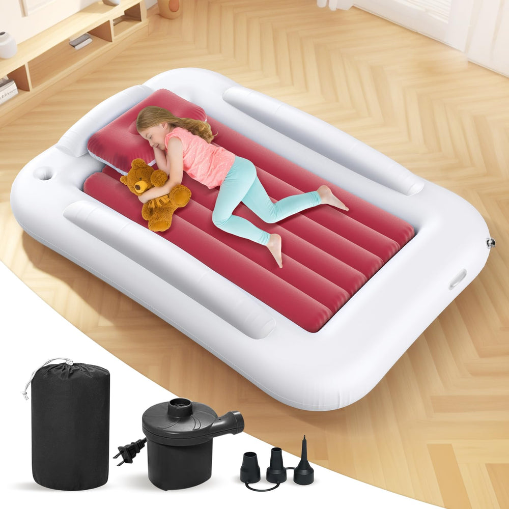 Deeteck inflatable toddler travel bed with 60-inch length for spacious rest and play.