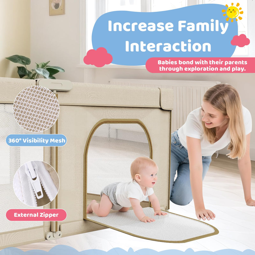 Deeteck large playpen 71x59 offers ample space for siblings.