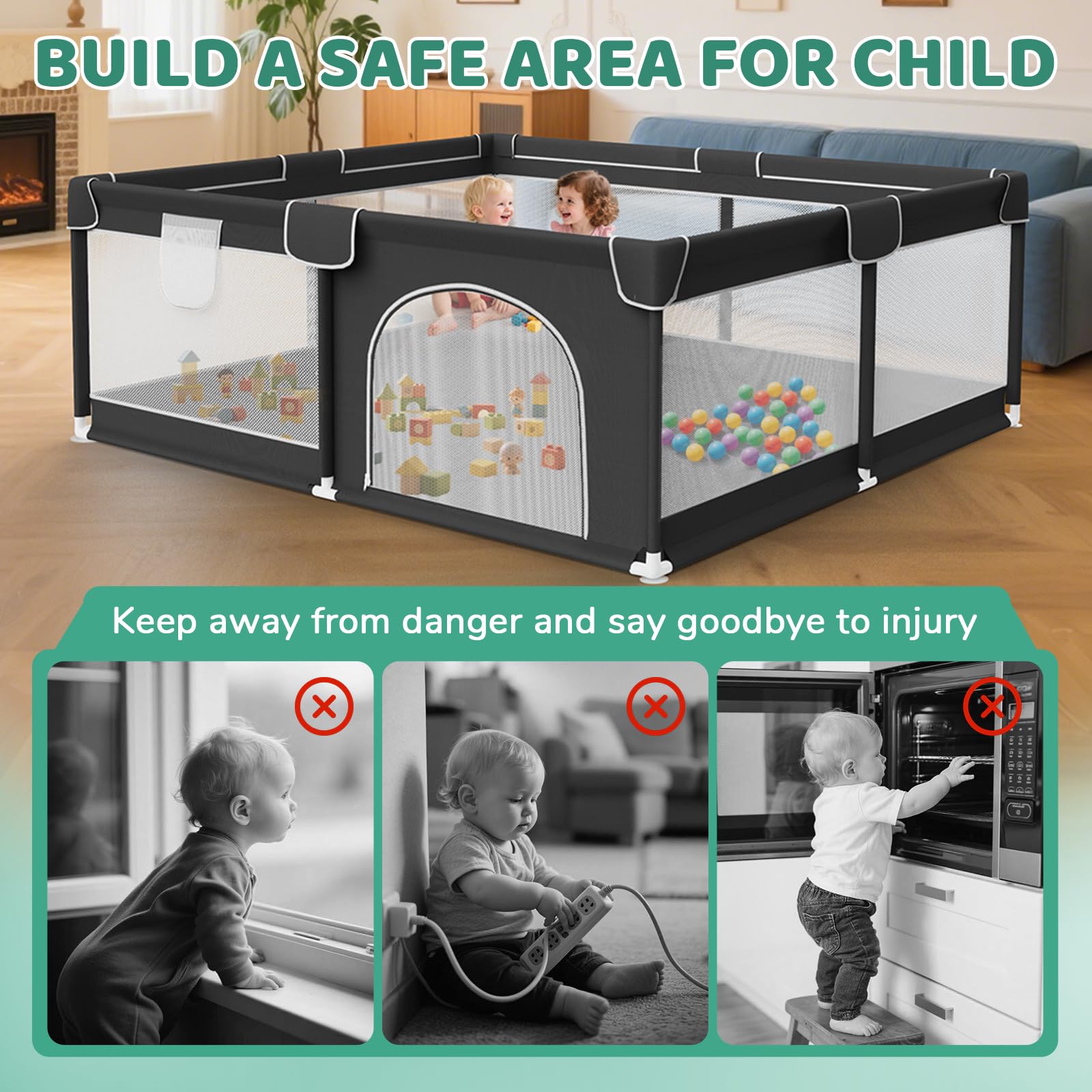 Deeteck playpen external zipper door for easy access