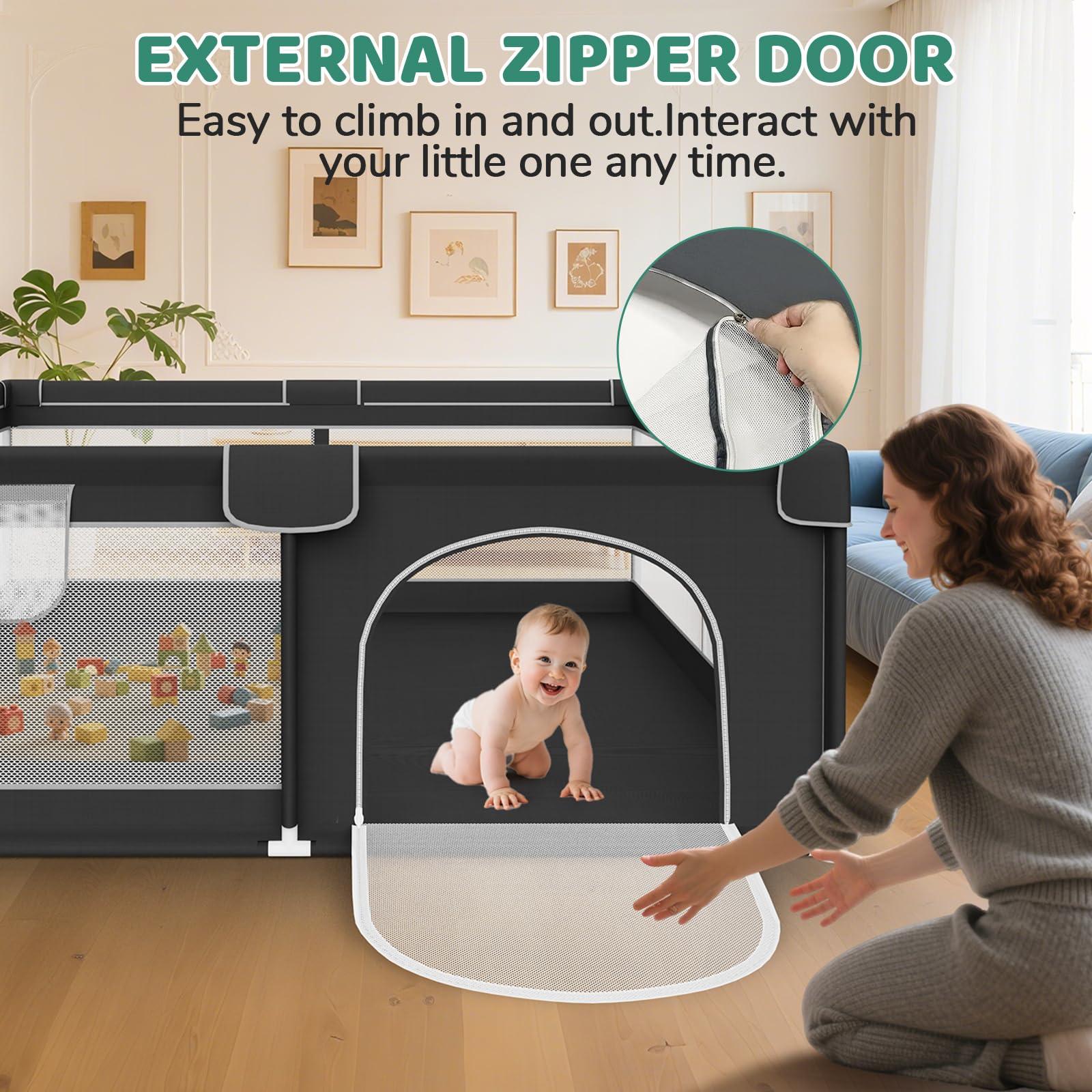 Deeteck playpen portable through doorways for room-to-room use