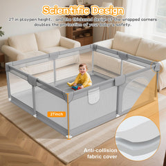 Deeteck playpen sturdy construction with ABS connectors—stable on different floors.