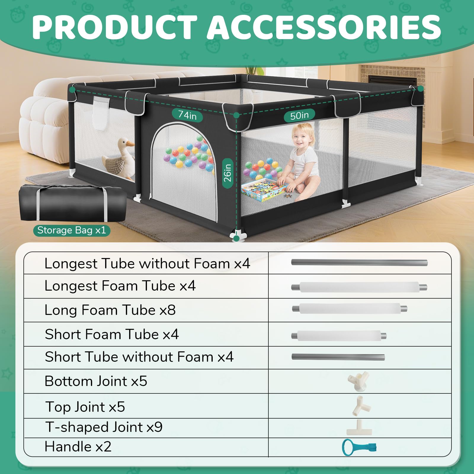 Deeteck playpen with sturdy frame and suction cups prevents tipping during play