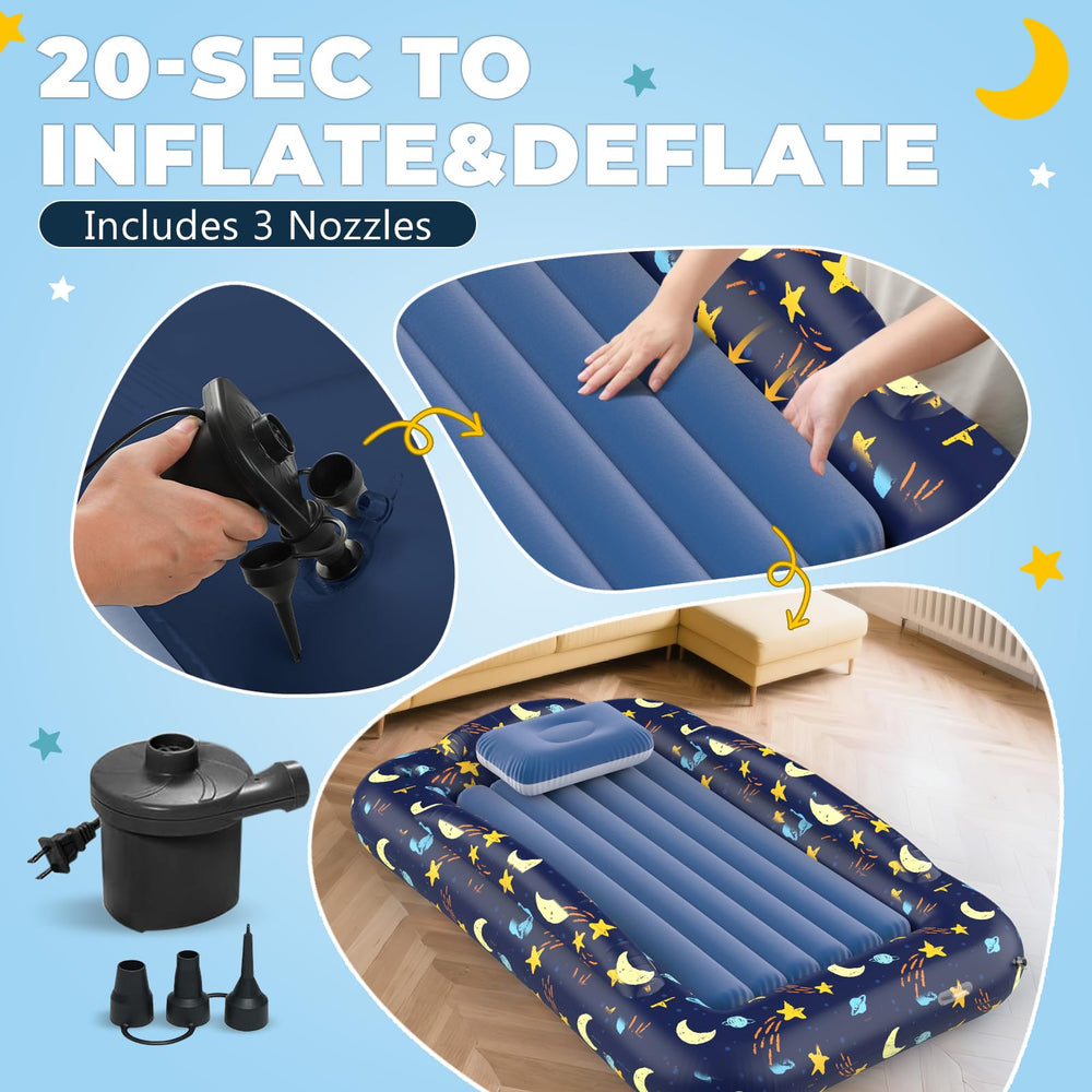 Deeteck portable toddler bed adapts to travel and home spaces with ease.