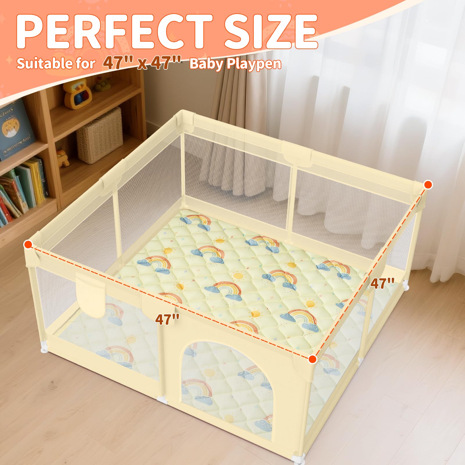 Deeteck Rainbow Play Mat bottom features non-slip dots for stability.