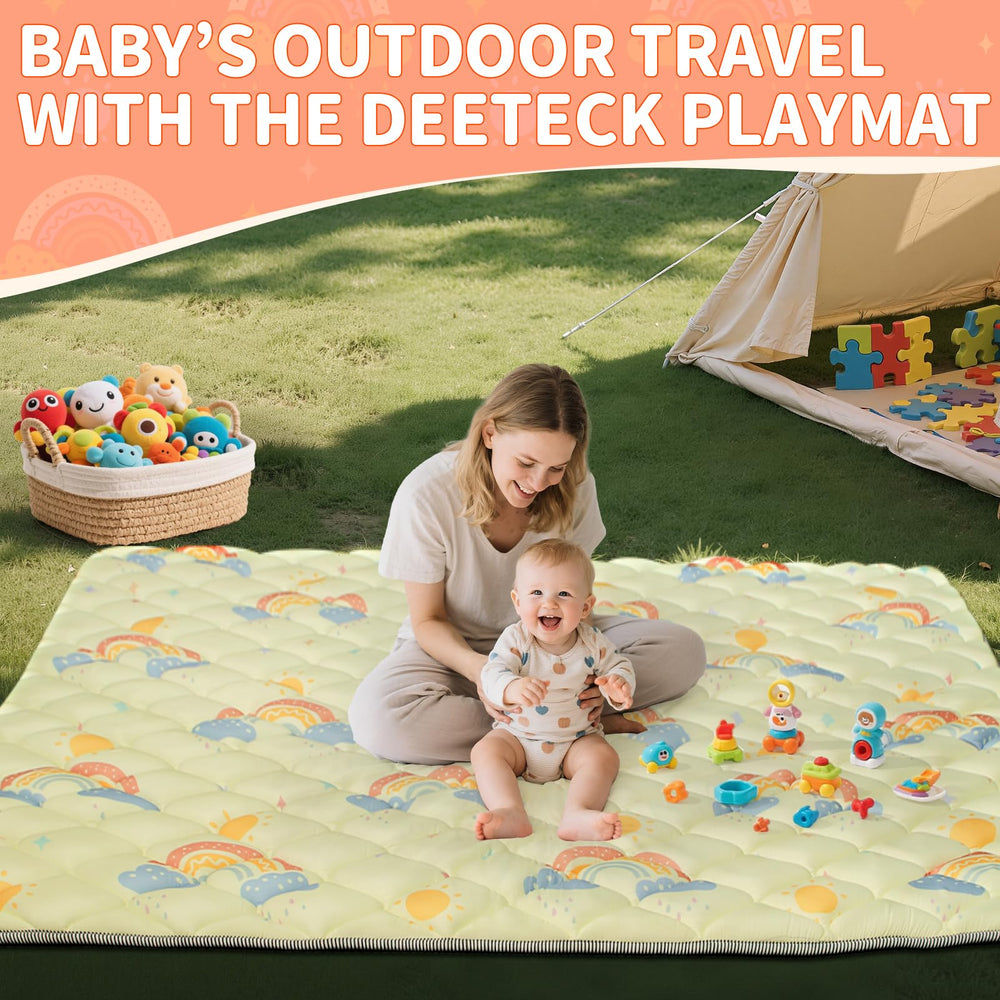 Deeteck Rainbow Play Mat enhances nursery or living room decor.