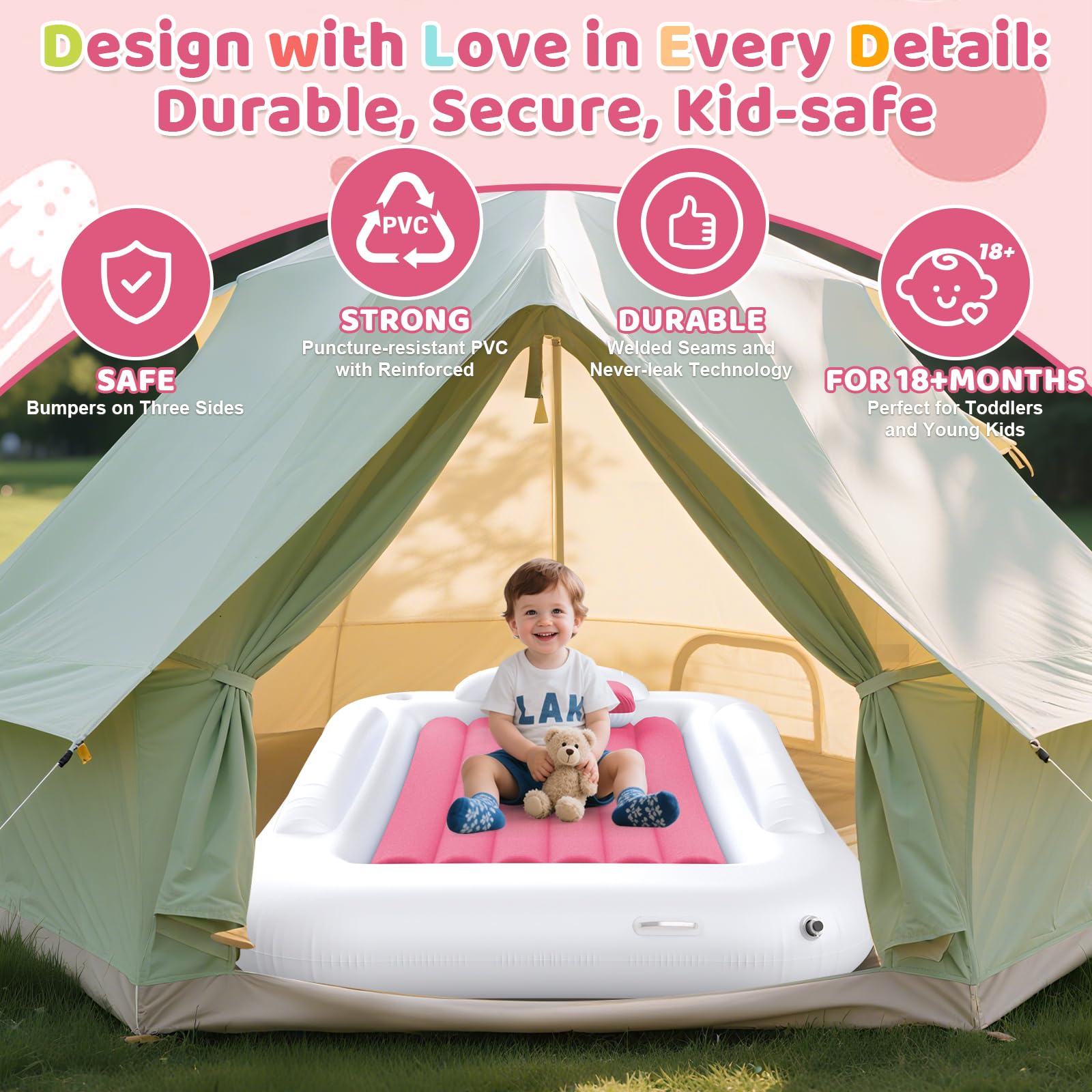 Deeteck toddler bed with safety sides provides secure sleep area and guardrails for children.